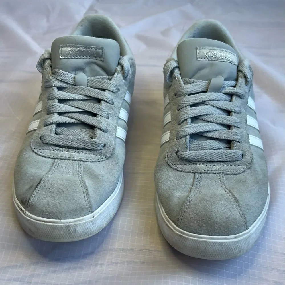 Adidas VL Court Skate Shoe Ortholite Float Women’s Sneaker Gray Suede Sz 8 1/2